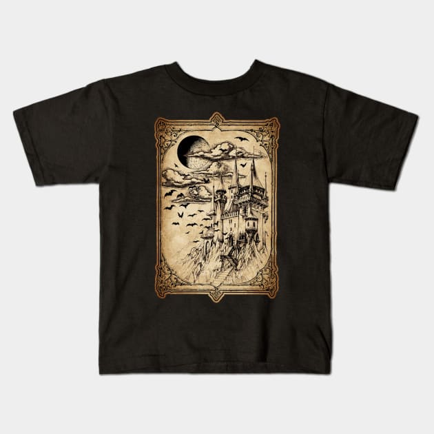 Vampire Castle Kids T-Shirt by RavenWake